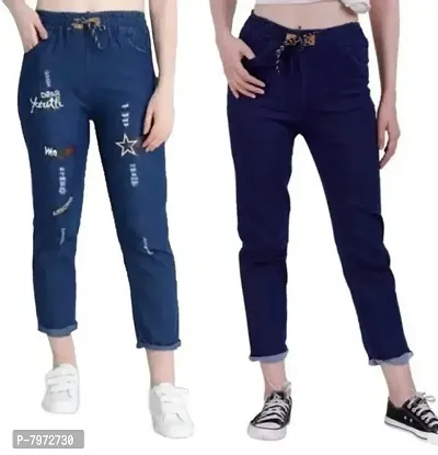 Stylish Denim Patched Women Jeans Combo 0f 2-thumb0