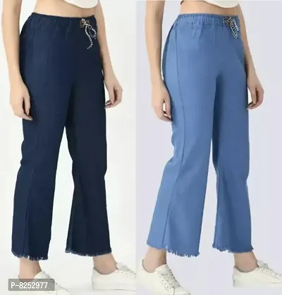Classy Denim Solid Jeans for Women Combo of 2-thumb0