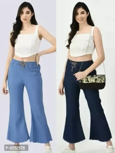Classy Denim Solid Jeans for Women Combo of 2