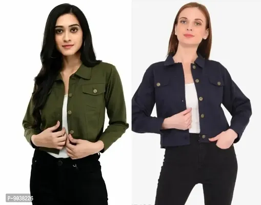 Classic Cotton Solid Jacket for Women, Pack of 2