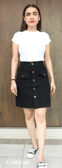 Classic Denim Solid Skirts for Women-thumb0