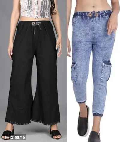 Buy Women Denim Joggers Fit Women Bell Bottom Palazzo/Jeans For Girls Online  In India At Discounted Prices