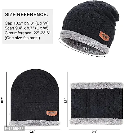 UPAREL Woolen Warm Winter Acrylic Wind Proof and Snow Proof Unisex Cap (Inside Fur) (Black)-thumb4