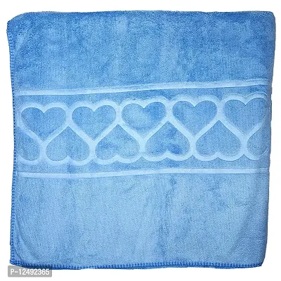 Unisex Microfibre Velvet Bath Towel, Super Absorbent  Soft, 600 GSM, 140 cm x 70 cm (Blue)-thumb0
