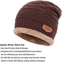 UPAREL Woolen Warm Winter Acrylic Wind Proof and Snow Proof Unisex Cap (Inside Fur) (Brown)-thumb2