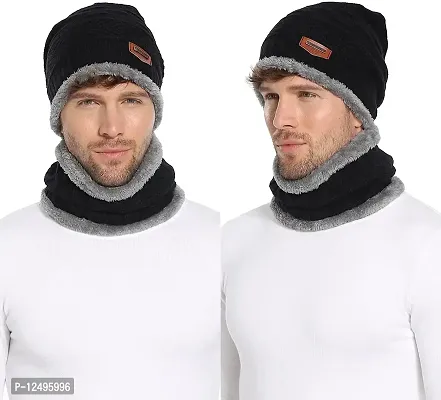UPAREL Womens Slouchy Beanie Winter Hat Knit Warm Snow Ski Skull Outdoor Cap with Neck Warmer -Black