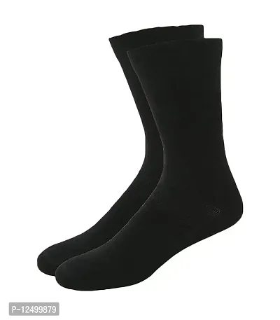 UPAREL Men's Calf Length Formal Plain Cotton Socks (Pack of 4 Pairs) (Black)-thumb2
