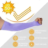 UPAREL Ladies/Gents Cotton  Spandex UV Protection Cooling Arm Sleeves for Men  Women. Perfect for Cycling, Driving, Running, Basketball  Outdoor Activities (Free Size, 2 Pairs) (Purple-Black)-thumb2