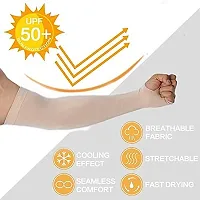 UPAREL Ladies/Gents Cotton  Spandex UV Protection Cooling Arm Sleeves for Men  Women. Perfect for Cycling, Driving, Running, Basketball  Outdoor Activities (Free Size, 2 Pairs) (Beige)-thumb4