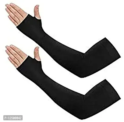 UPAREL Arm Sleeves, Men's and Women's Cotton  Spandex UV Sun Protection Cooling Arm Sleeves Men  Women (1 Pair) (Black)-thumb0