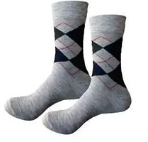 UPAREL Men's Argyle Diamond Cut Organic Cotton Socks (Grey and Black) - Pack of 2 Pairs-thumb3