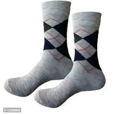 UPAREL Men's Argyle Diamond Cut Organic Cotton Socks (Grey and Black) - Pack of 2 Pairs-thumb4