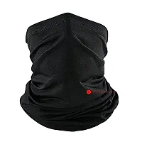 UPAREL Unisex Black Arm Sleeves and Neck Black Bandana, Headwear Scarf Face Coverings for Women and Men (Combo of Arm Sleeves and Neck Gaiter Bandana)-thumb1