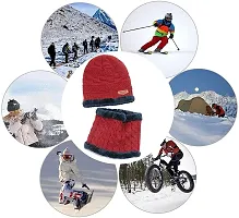 UPAREL Woolen Warm Winter Acrylic Wind Proof and Snow Proof Unisex Cap (Inside Fur) (Red)-thumb4