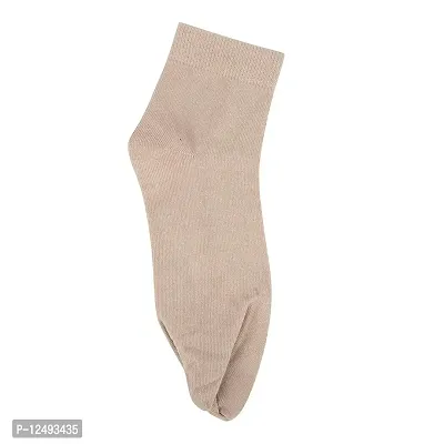 UPAREL Women's Solid Plain Cotton Ankle Thumb Socks - Pack of 2, Beige Color-thumb2