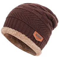 UPAREL Woolen Warm Winter Acrylic Wind Proof and Snow Proof Unisex Cap (Inside Fur) (Brown)-thumb1