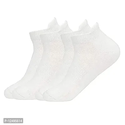 UPAREL Unisex Premium Cotton Ankle Length Socks for Men and Women - Free Size, Solid, Pack of 4. (White)