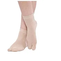 UPAREL Women's Solid Plain Cotton Ankle Thumb Socks - Pack of 5, Beige Color-thumb2