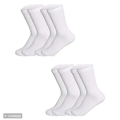 UPAREL Men's Calf Length Formal Plain Cotton Socks (Pack of 4 Pairs) (White)