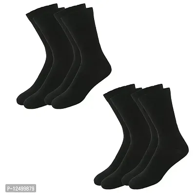 UPAREL Men's Calf Length Formal Plain Cotton Socks (Pack of 4 Pairs) (Black)