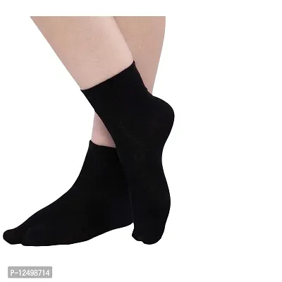 UPAREL Women's Solid Plain Cotton Ankle Thumb Socks - Pack of 4, Black Color-thumb3