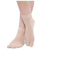 UPAREL Women's Solid Plain Cotton Ankle Thumb Socks - Pack of 2, Beige Color-thumb2