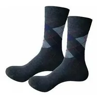 UPAREL Men's Argyle Diamond Cut Organic Cotton Socks (Grey and Black) - Pack of 2 Pairs-thumb2
