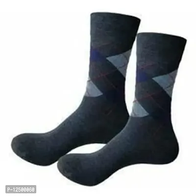 UPAREL Men's Argyle Diamond Cut Organic Cotton Socks (Grey and Black) - Pack of 2 Pairs-thumb3