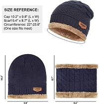 UPAREL Woolen Warm Winter Acrylic Wind Proof and Snow Proof Unisex Cap (Inside Fur) (Navy Blue)-thumb3