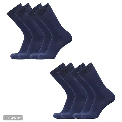 UPAREL Men's Calf Length Formal Plain Cotton Socks (Pack of 4 Pairs) (Navy)
