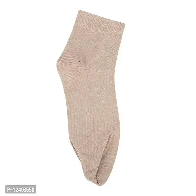 UPAREL Women's Solid Plain Cotton Ankle Thumb Socks - Pack of 5, Beige Color-thumb2