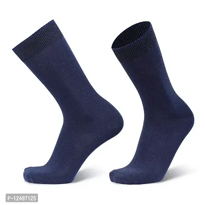 UPAREL Men's Calf Length Formal Plain Cotton Socks (Pack of 4 Pairs) (Navy)-thumb2