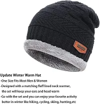 UPAREL Woolen Warm Winter Acrylic Wind Proof and Snow Proof Unisex Cap (Inside Fur) (Black)-thumb2