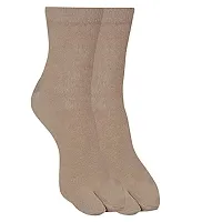 UPAREL Women's Solid Plain Cotton Ankle Thumb Socks - Pack of 3, Fawn Color-thumb2