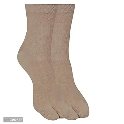 UPAREL Women's Solid Plain Cotton Ankle Thumb Socks - Pack of 3, Fawn Color-thumb3