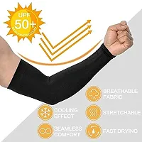 UPAREL Ladies/Gents Cotton  Spandex UV Protection Cooling Arm Sleeves for Men  Women. Perfect for Cycling, Driving, Running, Basketball  Outdoor Activities (Free Size, 2 Pairs) (Pink-Black)-thumb2