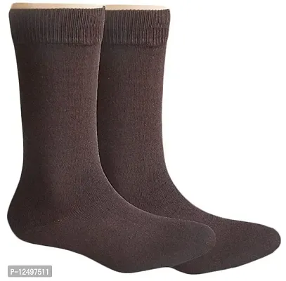 UPAREL Men's Calf Length Formal Plain Cotton Socks (Pack of 4 Pairs) (Brown)-thumb2