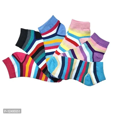 UPAREL Trendy Stylish Ankle Length Multicolored Striped Socks for Women (Multi 6)