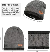 UPAREL Woolen Warm Winter Acrylic Wind Proof and Snow Proof Unisex Cap (Inside Fur) (Dark Grey)-thumb3