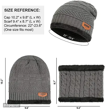 UPAREL Woolen Warm Winter Acrylic Wind Proof and Snow Proof Unisex Cap (Inside Fur) (Dark Grey)-thumb4