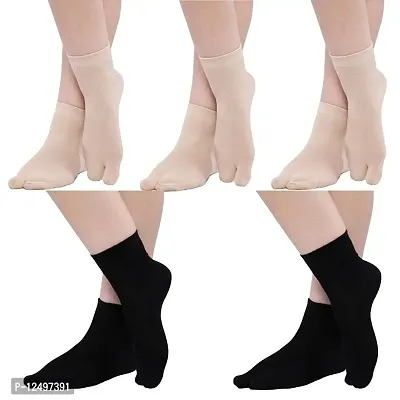 UPAREL Women's Solid Plain Cotton Ankle Thumb Socks - (Pack of 5, Multi-Color)