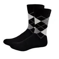 UPAREL Men's Argyle Diamond Cut Organic Cotton Socks (Grey and Black) - Pack of 2 Pairs-thumb1