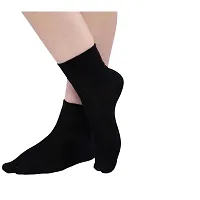 UPAREL Women's Solid Plain Cotton Ankle Thumb Socks - Pack of 6, Black Color-thumb2