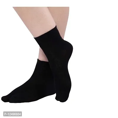 UPAREL Women's Solid Plain Cotton Ankle Thumb Socks - Pack of 6, Black Color-thumb3