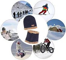 UPAREL Woolen Warm Winter Acrylic Wind Proof and Snow Proof Unisex Cap (Inside Fur) (Navy Blue)-thumb2