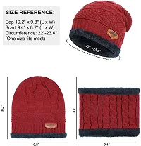 UPAREL Woolen Warm Winter Acrylic Wind Proof and Snow Proof Unisex Cap (Inside Fur) (Red)-thumb3