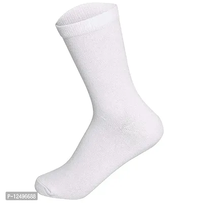 UPAREL Men's Calf Length Formal Plain Cotton Socks (Pack of 4 Pairs) (White)-thumb2