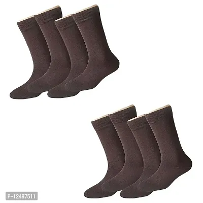UPAREL Men's Calf Length Formal Plain Cotton Socks (Pack of 4 Pairs) (Brown)
