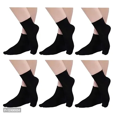 UPAREL Women's Solid Plain Cotton Ankle Thumb Socks - Pack of 6, Black Color