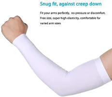 UPAREL Ladies/Gents Cotton  Spandex UV Protection Cooling Arm Sleeves for Men  Women. Perfect for Cycling, Driving, Running, Basketball  Outdoor Activities (Free Size, 2 Pairs) (Purple-White)-thumb3